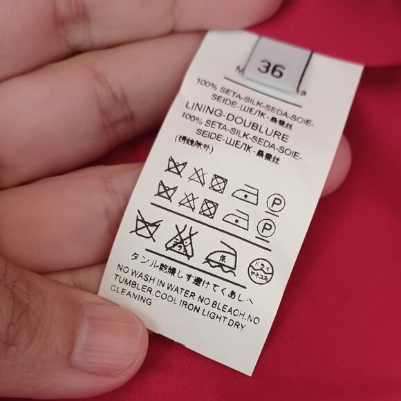 Beautiful Red Embroidered 100% Silk Double Lining Accent Dress Size 36 - Picture 8 of 10